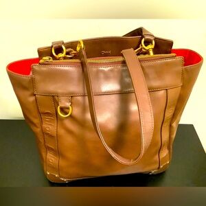 RARE CHLOE Brown Red Leather Shoulder Bag